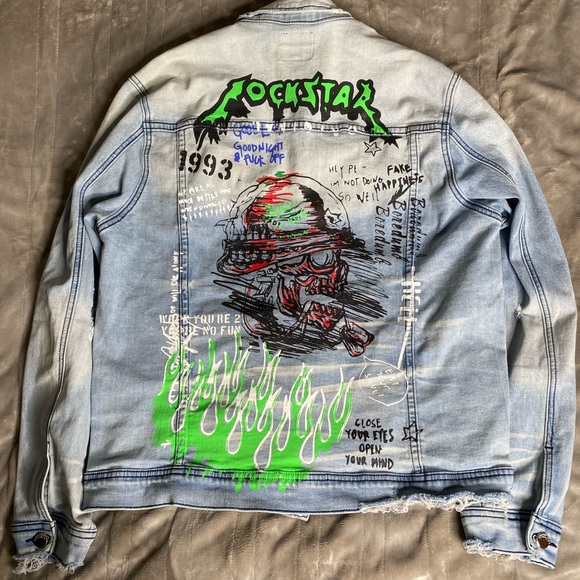 Rockstar Painted Jean Jacket - Picture 2 of 2